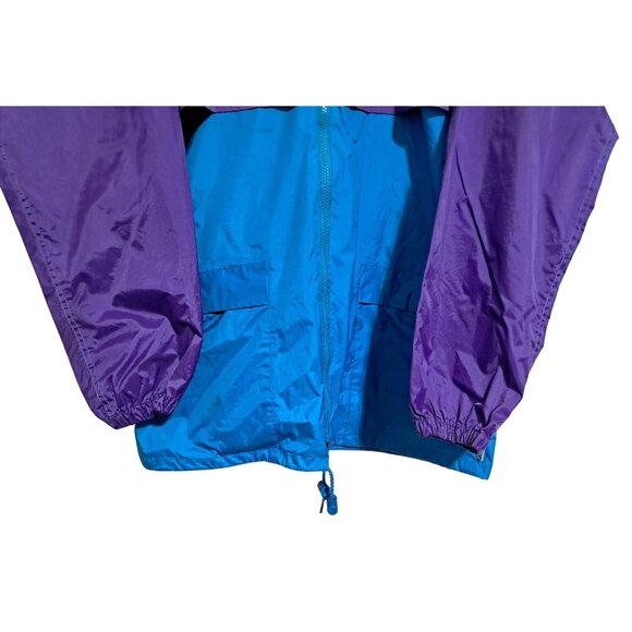 Vintage 90s Rainfair Jazzy Windbreaker Purple & Teal Hooded Jacket Size L Nylon - Picture 6 of 10